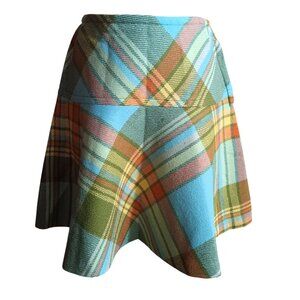 25W Vintage 1960's Skirt Plaid A-Line Wool By Tami Distress Scooter Girl 25"